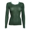 Top manches longues vert en laine et soie Garden