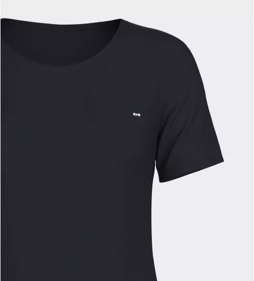 Liquette unie manches courtes en coton femme Bleu Marine