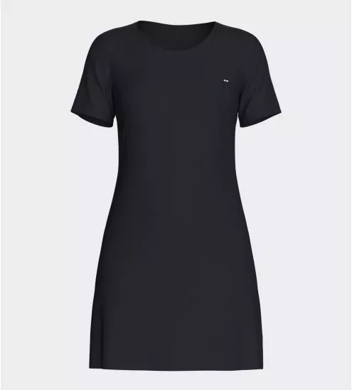 Liquette unie manches courtes en coton femme Bleu Marine