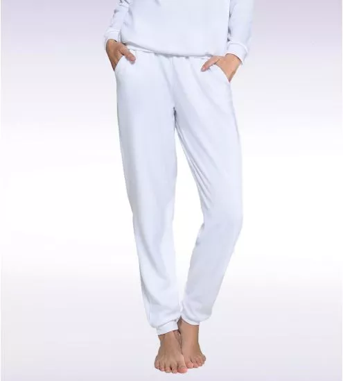 Pantalon de jogging resserré blanc cassé uni pour femme