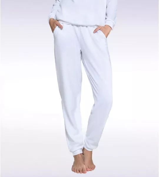 Pantalon de jogging resserré blanc cassé uni pour femme