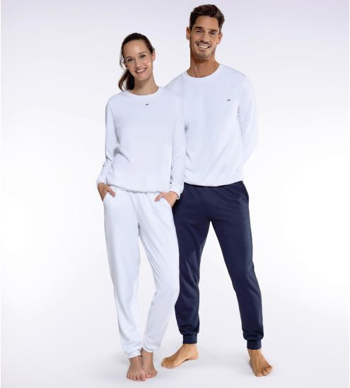 Pantalon de jogging resserré blanc cassé uni pour femme