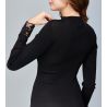 Pull fin noir col montant en laine et soie avec dentelle