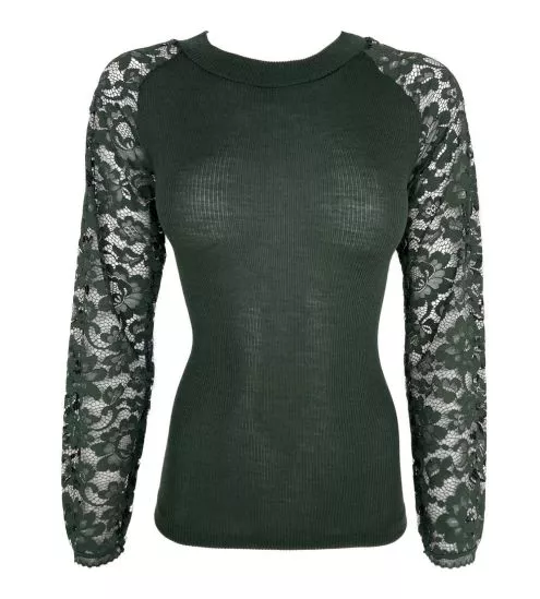 Green wool and silk top...