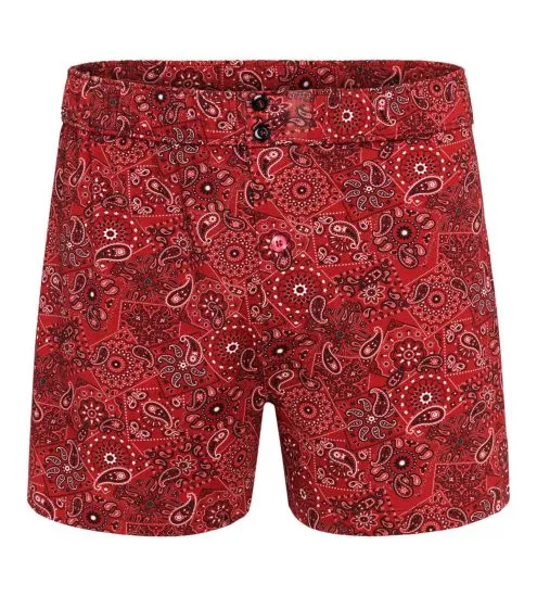 Caleçon flottant rouge imprimé Bandana