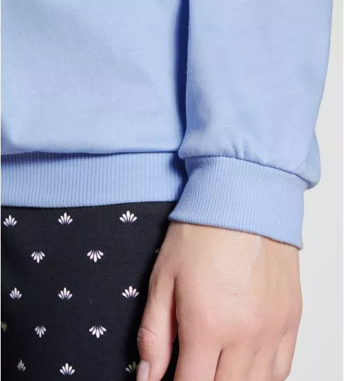 Pyjama col rond et bords resserrés Dark Lapis Blue