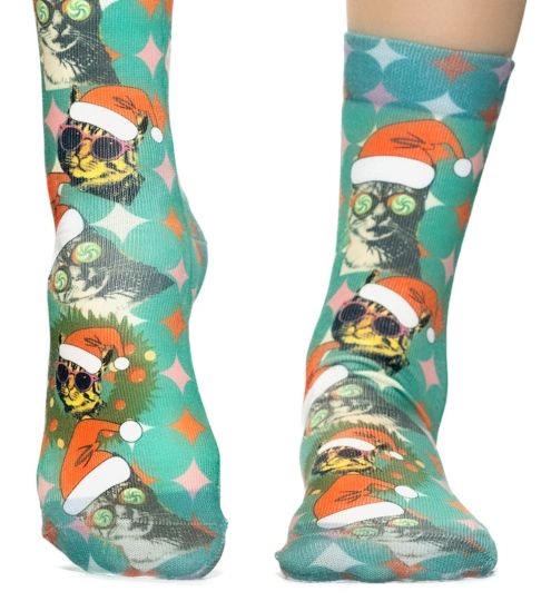 Chaussettes de Noël chats rétro Xmas Cat