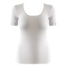 T-shirt blanc en coton col dentelle Rosa