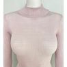 Pull fin Laine et Soie col montant Mauve