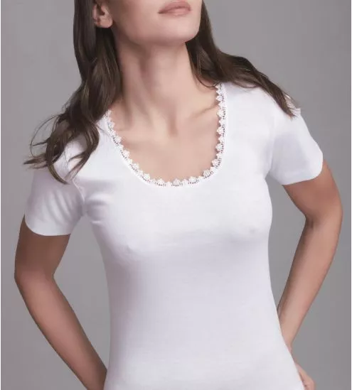 Rosa lace neck cotton white...