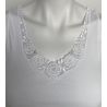 T-shirt blanc sans manches en coton femme col en dentelle