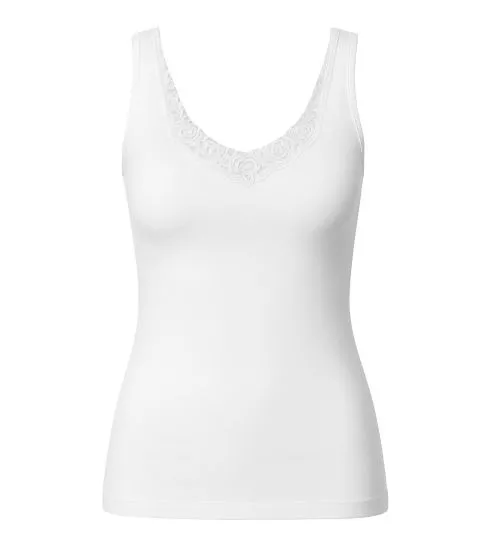 White cotton tank wife lace...