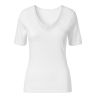 T-shirt blanc à manches courtes en coton femme col en dentelle