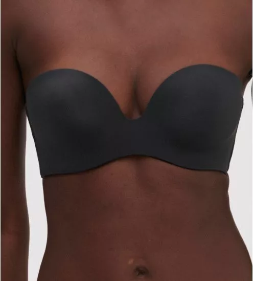 Soutien gorge bandeau décolleté plongeant noir Essentiel