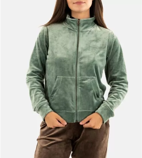 Veste zippée en velours Thurso Sealake vert amande