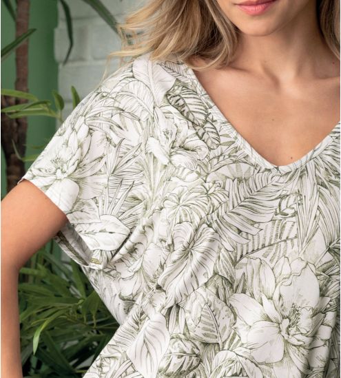 Nuisette manche courte femme Échappée Green Toile Green