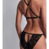 Boîte à Désir Ensemble soutien-gorge triangle + slip mini coeur Velvet Snake Noir