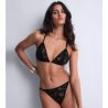 Boîte à Désir Ensemble soutien-gorge triangle + slip mini coeur Velvet Snake Noir