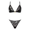 Boîte à Désir Ensemble soutien-gorge triangle + slip mini coeur Velvet Snake Noir