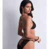Boîte à Désir Ensemble soutien-gorge triangle + slip mini coeur Velvet Snake Noir