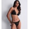Boîte à Désir Ensemble soutien-gorge triangle + slip mini coeur Velvet Snake Noir