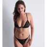 Boîte à Désir Ensemble soutien-gorge triangle + slip mini coeur Velvet Snake Noir