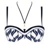 Haut de maillot de bain bandeau blanc et bleu Danse des Vagues
