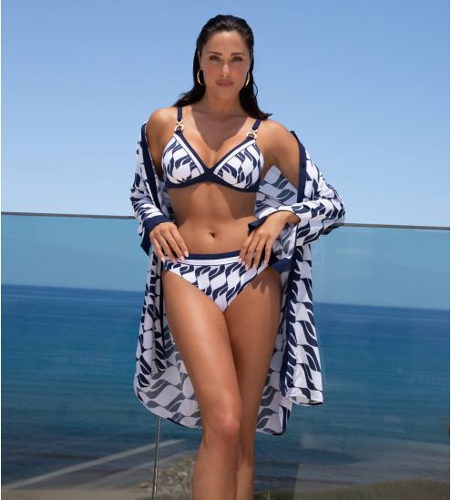 Bas de maillot de bain blanc et bleu Danse des Vagues