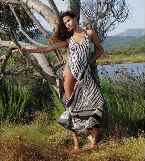 Paréo de plage imprimé La Tigre Blanc