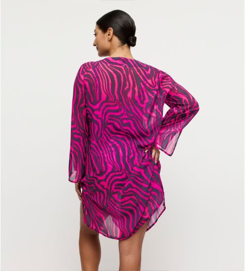 Kaftan de plage Malabo Hot Pink Zebra