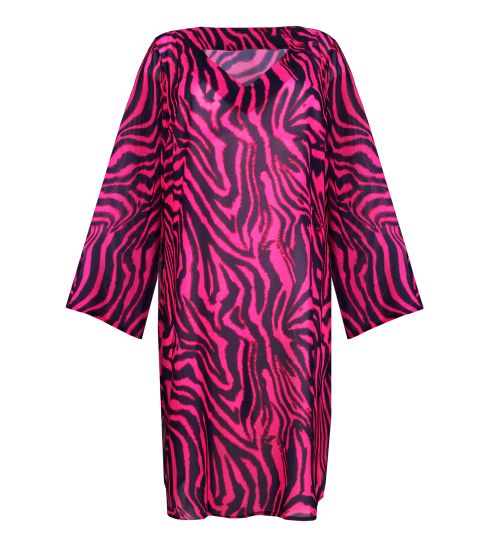 Kaftan de plage Malabo Hot Pink Zebra
