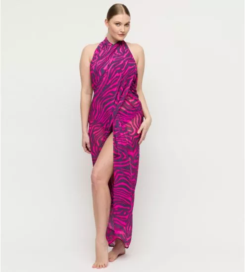 Paréo zébré rose et noir Malabo Hot Pink Zebra