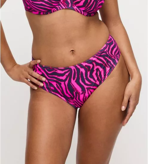 Bas de maillot taille haute grande taille Malabo Hot Pink Zebra