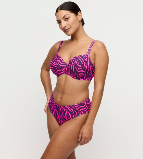 Bas de maillot taille haute grande taille Malabo Hot Pink Zebra