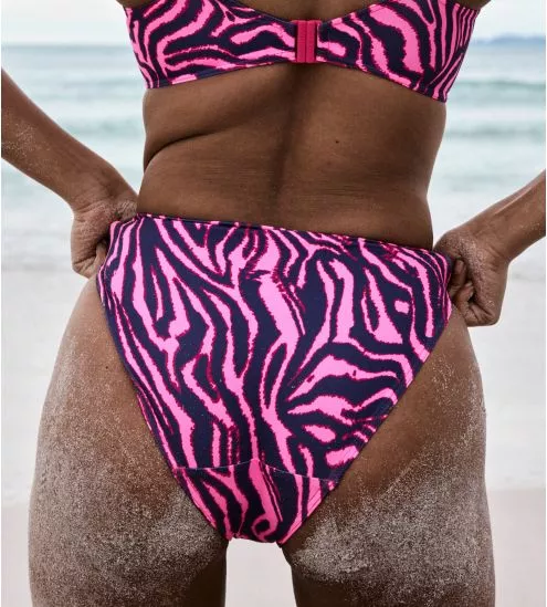 Bas de maillot taille haute grande taille Malabo Hot Pink Zebra