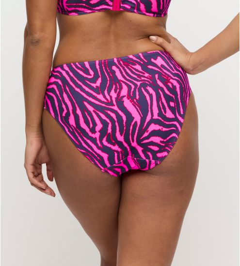Bas de maillot taille haute grande taille Malabo Hot Pink Zebra