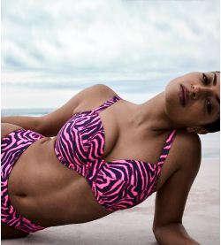 Haut de maillot de bain grande taille emboîtant Malabo Hot Pink Zebra