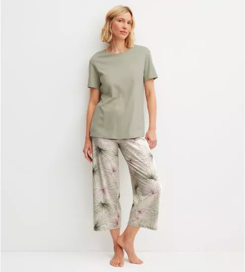 Pyjama femme en coton vert sauge Leaf Dreams Tea Green