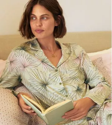 Pyjama chemise femme Leaf Dreams Tea Green