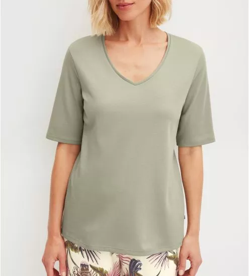 T shirt en coton vert femme Favourites Arts Tea Green