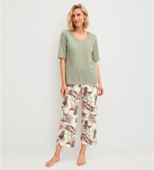 T shirt en coton vert femme Favourites Arts Tea Green