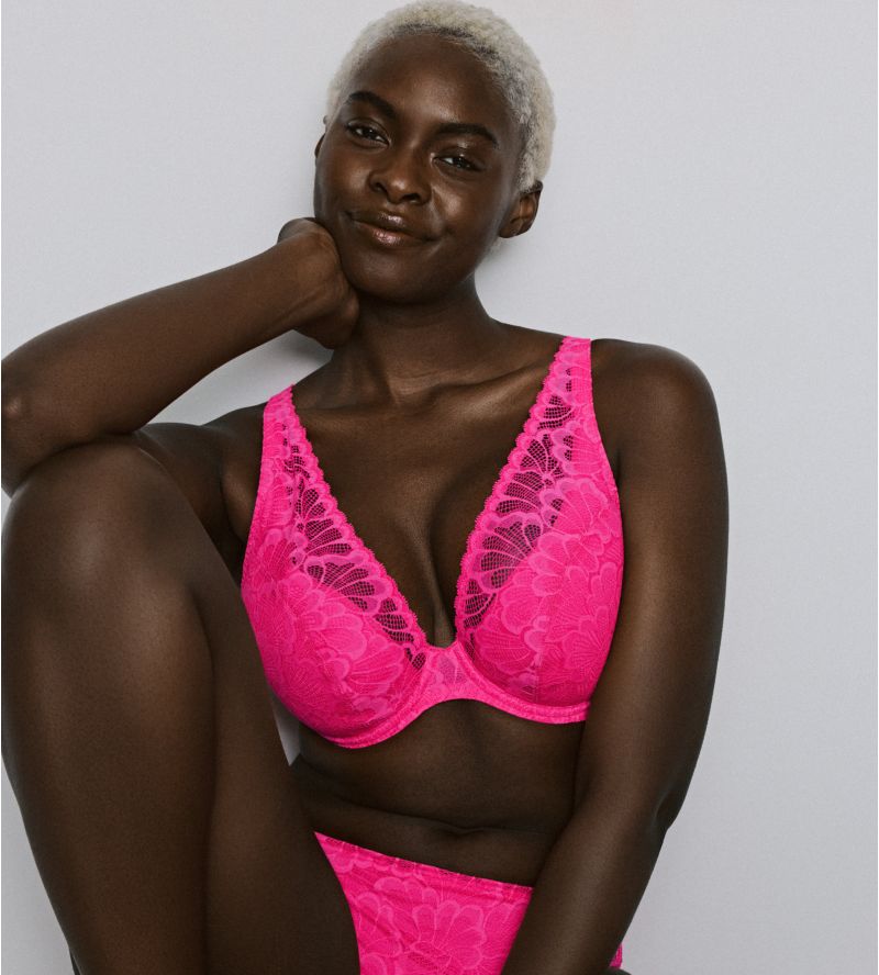 Soutien gorge décolleté plongeant rose fluo Mocuto Pixie Blossom