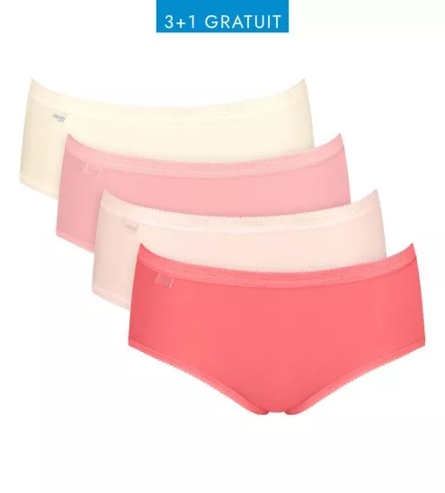 Lot de 4 Sloggi Basic+ Midi Rouge