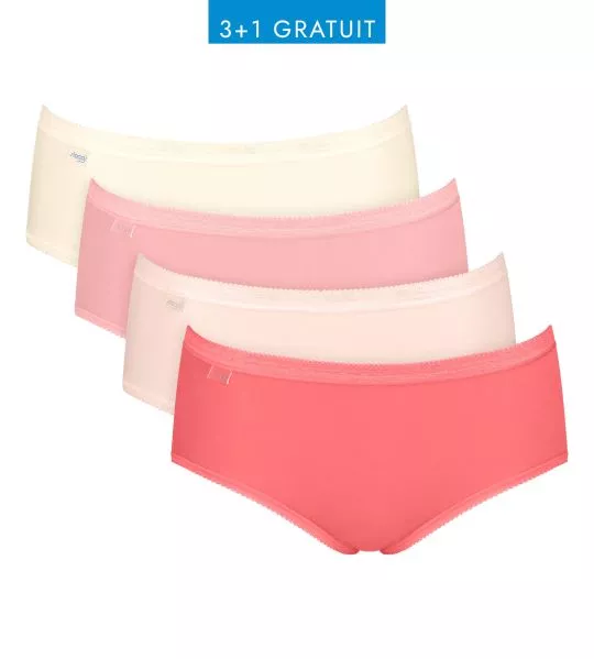 Lot de 4 Sloggi Basic+ Midi Rouge