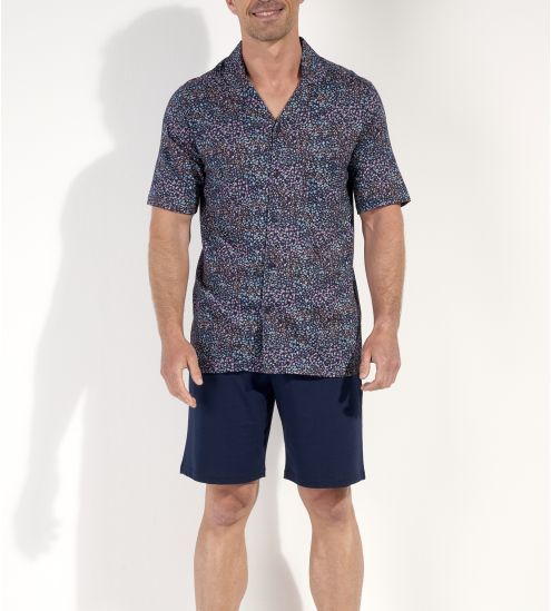 Pyjama court chemise pour homme Vineyard Navy Print