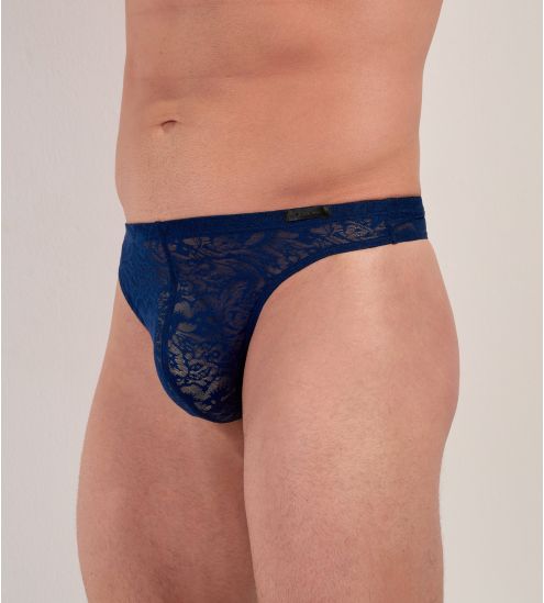 G-String homme dentelle Free Cut Lace Bleu Navy