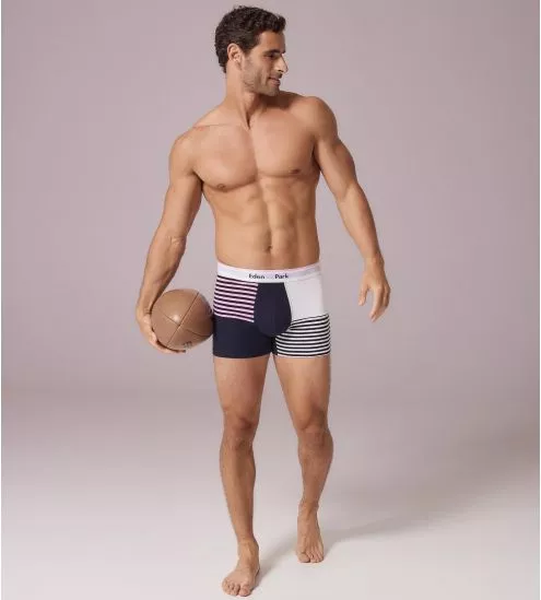 Boxer avec rayures Rose/Bleu Marine