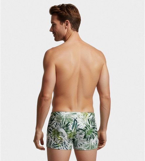 Boxer de bain imprimé Palms Blanc/Vert