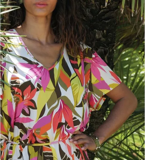 Tunique de plage à manches courtes La Radieuse Blanc Canopée