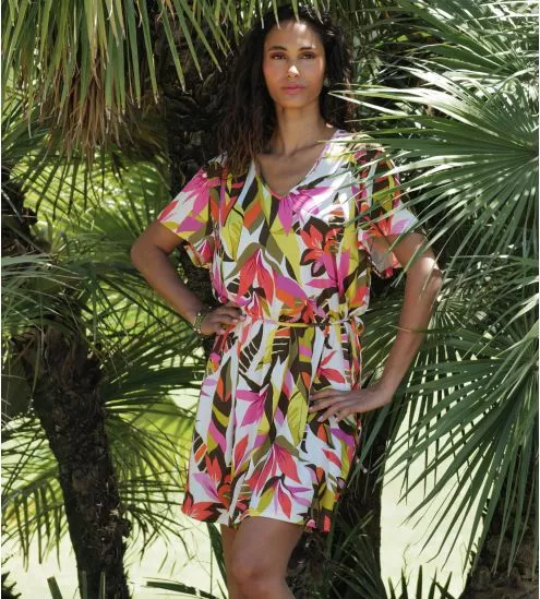 Tunique de plage à manches courtes La Radieuse Blanc Canopée